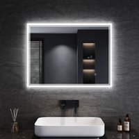SONNI Badspiegel LED Beschlagfrei Touch Schalter Klatweiß 80x60cm Energie Sparen Mit Power Off Memory Funktion von SONNI
