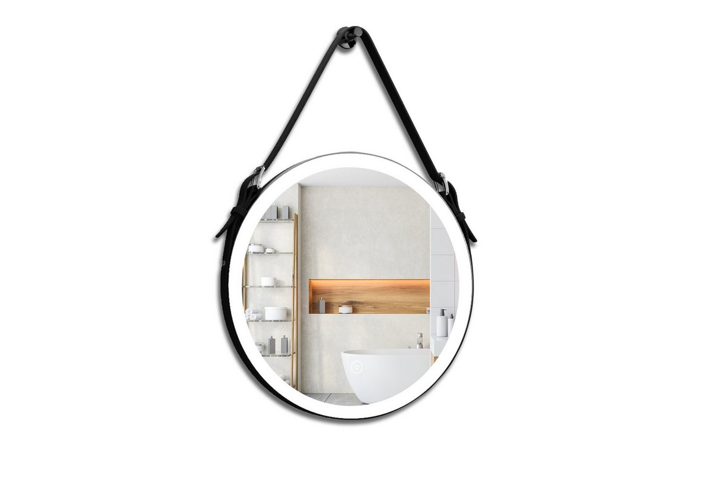 SONNI Badspiegel Rund Badspiegel mit LED Beleuchtung Badezimmerspiegel Ø 60 cm Touch, Beschlagfrei,Verstellbarer, Touchschalter Modern Schminkspiegel von SONNI