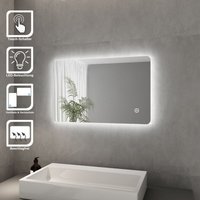 80x50cm Rechteckig LED Badspiegel kaltweiß Licht Touch-Schalter Beschlagfrei von SONNI