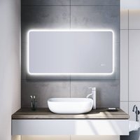 SONNI Badspiegel mit Beleuchtung und Uhr Temperaturanzeige, LED Badspiegel mit Touchschalter 120×60 cm von SONNI