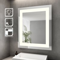 SONNI Badspiegel mit LED-Beleuchtung Energiesparend Lichtspiegel 60 x 50 cm kaltweiß IP44 Badezimmer Wandspiegel Bad Spiegel von SONNI
