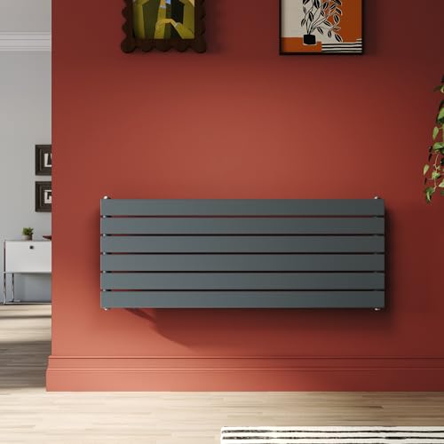 SONNI Design Heizkörper 1200x465mm Anthrazit 734 Watt, Einlagig Heikörper flach horizontal Flachheikörper für Bad Seitenanschluss Badheizkörper SONNI Design Heizkörper 1200x465mm Anthrazit 734 Watt, Einlagig Heikörper flach horizontal Flachheikörper für Bad Seitenanschluss Badheizkörper von SONNI