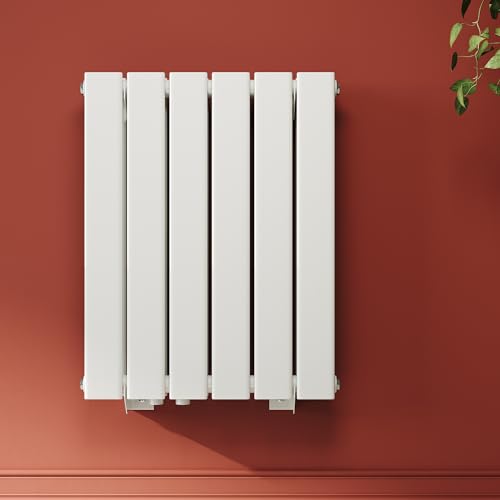 SONNI Design Heizkörper 600x465mm Weiß, Doppellagig Heizkörper flach und klein für Badezimmer, vertikaler Badheizkörper flach Paneelheizkörper für Bad Flachheizkörper mit Seitenanschluss von SONNI