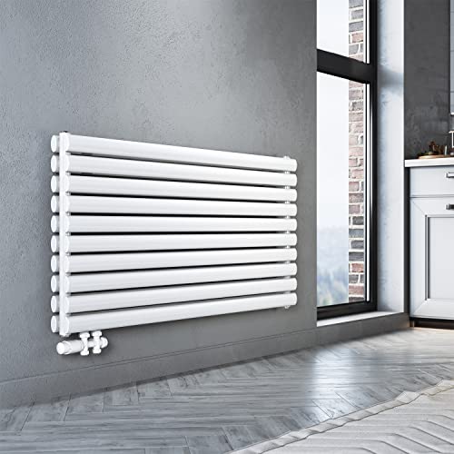 SONNI Design Heizkörper mit Multiblock 593x1200mm Weiß Doppellagig Horizontal Paneelheizkörper Seitenanschluss Badheizkörper von SONNI