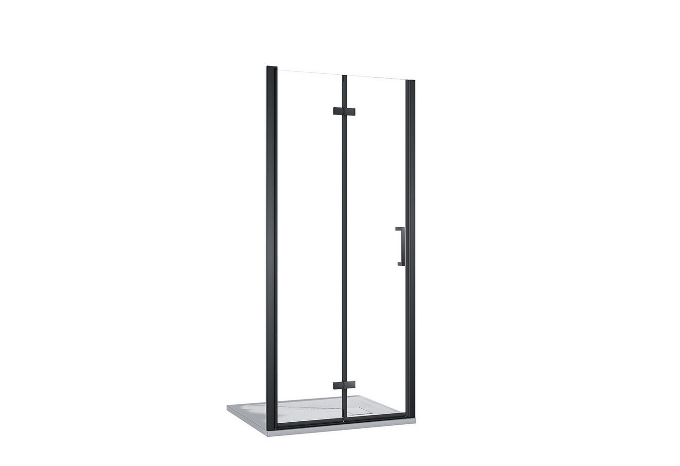 SONNI Dusch-Falttür Schwarz Falttür Pendeltür Nischentür Duschkabine Duschabtrennung, 76x195 cm, Sicherheitsglas, (Set) Klarglas, Nano Glas von SONNI