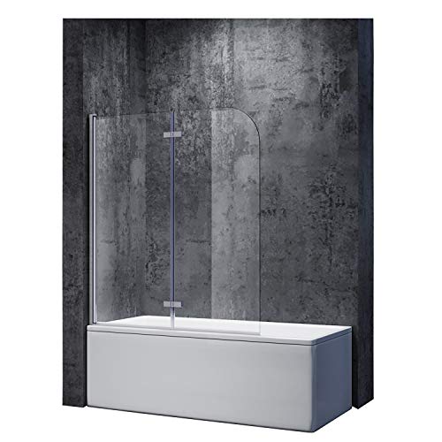SONNI Duschabtrennung 120x140 cm Faltwand für Badewanne Duschwand für Badewanne 2-teilig Faltbar Duschtrennwand Nano Glas von SONNI