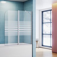 Duschkabine Badewannenaufsatz Glas Dusche 2-teilig mit Seitenteil Streifen Satinie esg 140(B)x120(H)cm - Sonni von SONNI