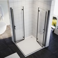 SONNI Duschkabine Eckeinstieg 80-120 cm Höhe 195 cm Schwarzes Dusche Falttür 180º Duschwand Duschabtrennung-100x100cm SONNI Duschkabine Eckeinstieg 80-120 cm Höhe 195 cm Schwarzes Dusche Falttür 180º Duschwand Duschabtrennung-100x100cm von SONNI