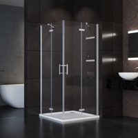 Sonni - Duschkabine Eckeinstieg Dusche Scharniertür Duschabtrennung Glas Eckdusche 90x90x195cm 6mm ESG-Sicherheitsglas von SONNI