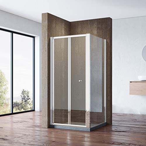 SONNI Duschkabine Falttür Duschwand glas faltbar für Badezimmer 90x80cm mit Seitenwand von SONNI