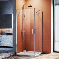 SONNI Duschkabine eckeinstieg mit Scharniertüren Nanobeschichtung glas Dusche walk in Duschabtrennung 100x100x195cm von SONNI