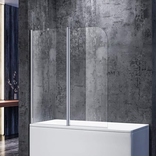 SONNI Duschtrennwand 120x140cm (BxH) mit Stabilisator,Duschwand Badewannenaufsatz, Duschwand für badewanne von SONNI