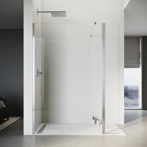 SONNI Duschwand 100x200 cm Walk in Dusche mit 30cm Seitenteil Duschtrennwand 8mm Easy-clean Nano Glas Duschabtrennung von SONNI