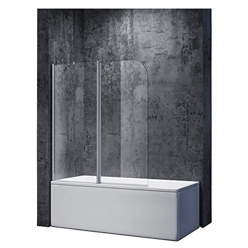 SONNI Duschwand 120x140cm Duschabtrennung Duschwand für Badewanne mit Stabilisator Duschtrennwand badewannenaufsatz von SONNI