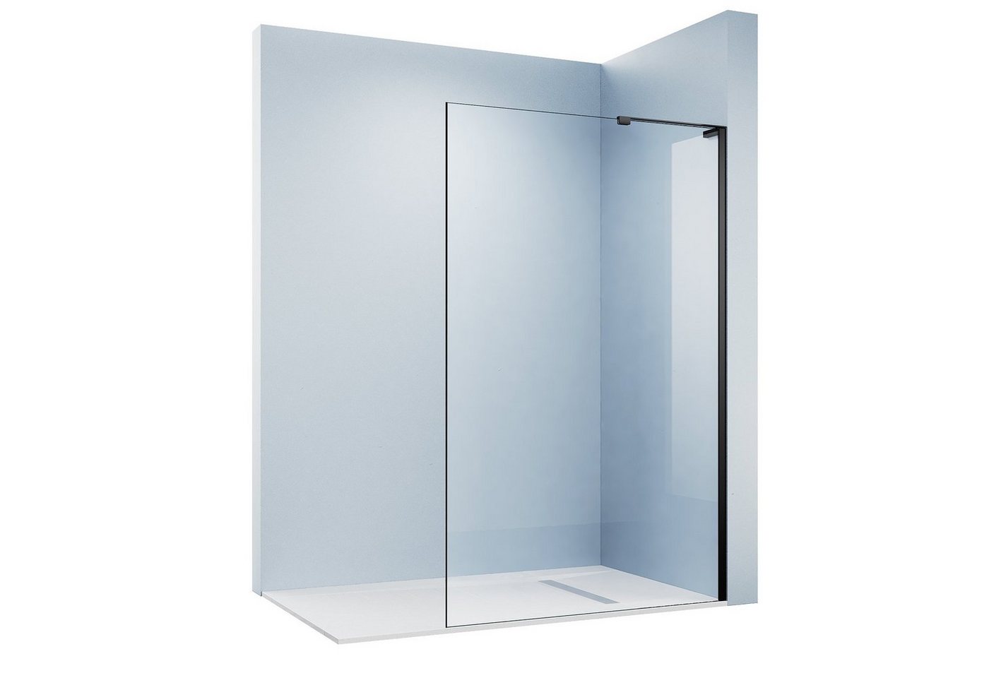 SONNI Duschwand Walk in Duschwande schwarz, 90-120cm mit L-Haltestange, NANO glas, Einscheibensicherheitsglas mit Nano-Beschichtung, Höhe 200cm von SONNI