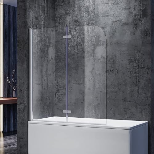 SONNI Duschwand für Badewanne 120x140 cm(BxH) badewannenfaltwand 2-teilig Faltbar 6 mm NANO-GLAS Duschabtrennung Badewanne von SONNI