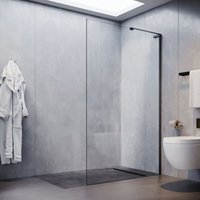 SONNI Duschwand glas Schwarz, Nanobeschichtung glas mit Splitterschutzfolie, Walk in Duschtrennwand Glaswand mit L-Stabilisator,einfache Reinigung von SONNI