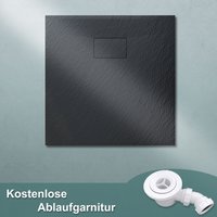 Sonni - Duschwanne Duschtasse Dusche Flach smc inkl.Ablaufgarnitur,Antirutsch,Schneidbaren Design Schwarz 80 x 80 cm von SONNI