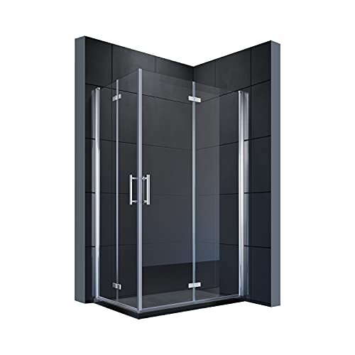 SONNI Eckeinstieg Duschkabine 80x100 cm Dusche Falttür 180º Duschwand Duschabtrennung NANO Glas von SONNI