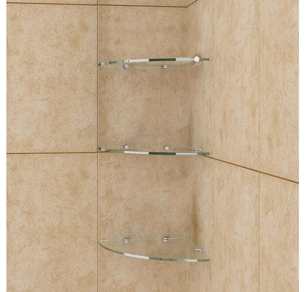 SONNI Einlegeboden Glasregal Sicherheitsglas Lagerregal für Duschwand Duschraum (3 St), transparent von SONNI