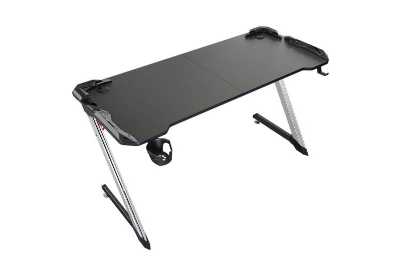 SONNI Gamingtisch Gaming Desk mit LED 140 cm Schreibtisch Computertisch PC ergonomische, mit Getränkehalter und Kopfhörerhaken von SONNI