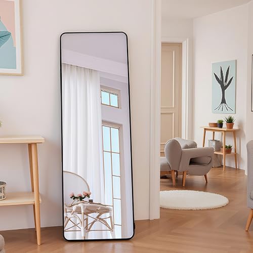 SONNI Ganzkörperspiegel 160 x 60 cm, Rechteckig Standspiegel HD Spiegelglas mit Schwarz, Großer Wandspiegel mit Haken, Geeignet für Wohnzimmer, Schlafzimmer und Garderobe SONNI Ganzkörperspiegel 160 x 60 cm, Rechteckig Standspiegel HD Spiegelglas mit Schwarz, Großer Wandspiegel mit Haken, Geeignet für Wohnzimmer, Schlafzimmer und Garderobe von SONNI