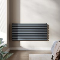 SONNI Heizkörper Design Röhrenheizkörper Horizontal Paneelheizkörper Seitenanschluss Doppellagig Badheizkörper 593*1200mm Anthrazit ohne/mit Mutiblock von SONNI