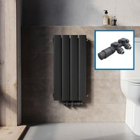 SONNI Heizkörper Flach Heizkörper klein einlagig Anthrazit Vertikal Heizkörper onhe/ mit Mittelanschluss Design Heizkörper von SONNI
