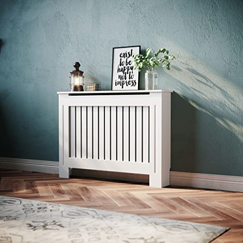 SONNI Heizkörperverkleidung, Holz, Weiß, Vertikal Lamelle, Heizungsverkleidung, Heizkörperabdeckung, Klein, 112x19x81.5 cm, GRCV11W-2. SONNI Heizkörperverkleidung, Holz, Weiß, Vertikal Lamelle, Heizungsverkleidung, Heizkörperabdeckung, Klein, 112x19x81.5 cm, GRCV11W-2. von SONNI