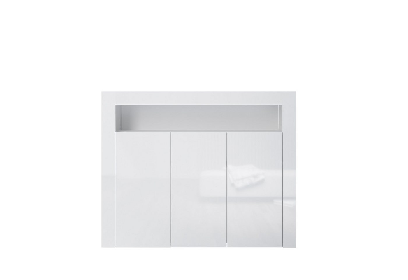 SONNI Highboard Sideboard weiß Hochglanz mit LED Beleuchtung 116x93x35cm, mit flexible Einlegeböden, Kommode, Highboards, Standschrank von SONNI