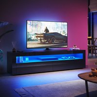 SONNI Hochglanz TV Schrank mit LED-Lichtern, 2 Grifflose Tür, Stand Modern TV Board Geeignet für Wohnzimmer und Schlafzimmer, Schwarz, 1800 x 400 x SONNI Hochglanz TV Schrank mit LED-Lichtern, 2 Grifflose Tür, Stand Modern TV Board Geeignet für Wohnzimmer und Schlafzimmer, Schwarz, 1800 x 400 x von SONNI