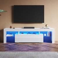 SONNI Hochglanz TV Schrank mit Verstellbaren LED-Lichtern, Offenes Glasregal und Klapptür, Ideal für Wohnzimmer und Schlafzimmer, Weiß, 1600 x 350 x SONNI Hochglanz TV Schrank mit Verstellbaren LED-Lichtern, Offenes Glasregal und Klapptür, Ideal für Wohnzimmer und Schlafzimmer, Weiß, 1600 x 350 x von SONNI