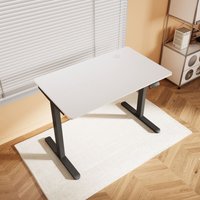 SONNI Höhenverstellbarer Schreibtisch, Stehpult, Bürstenloser Motor mit Smart Memory Funktion, Black Desk + 100cm White Table von SONNI