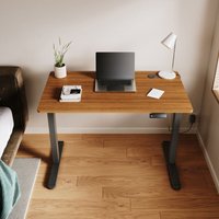 SONNI Höhenverstellbarer Schreibtisch, Stehpult, Bürstenloser Motor mit Smart Memory Funktion, Black Desk + 120cm Dark Walnut Table von SONNI