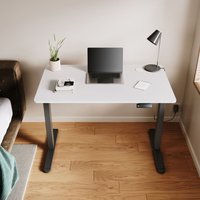 SONNI Höhenverstellbarer Schreibtisch, Stehpult, Bürstenloser Motor mit Smart Memory Funktion, Black Desk + 120cm White Table von SONNI