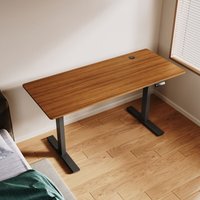 SONNI Höhenverstellbarer Schreibtisch, Stehpult, Bürstenloser Motor mit Smart Memory Funktion, Black Desk + 160cm Dark Walnut Table von SONNI