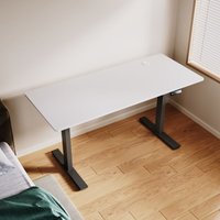 SONNI Höhenverstellbarer Schreibtisch, Stehpult, Bürstenloser Motor mit Smart Memory Funktion, Black Desk + 160cm White Table von SONNI