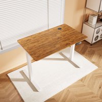 SONNI Höhenverstellbarer Schreibtisch, Stehpult, Bürstenloser Motor mit Smart Memory Funktion, White Desk + 100cm Rustic Brown Table SONNI Höhenverstellbarer Schreibtisch, Stehpult, Bürstenloser Motor mit Smart Memory Funktion, White Desk + 100cm Rustic Brown Table von SONNI