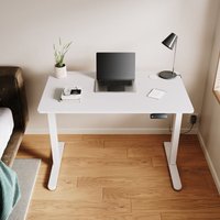 SONNI Höhenverstellbarer Schreibtisch, Stehpult, Bürstenloser Motor mit Smart Memory Funktion, White Desk + 120cm White Table von SONNI