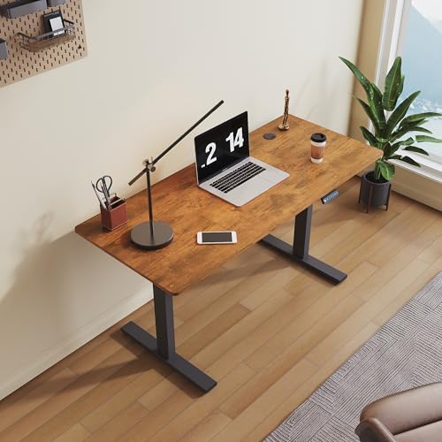 SONNI Höhenverstellbarer Schreibtisch Elektrisch, 140x60cm, Bürstenloser Motor mit 3 Memory-Funktionen, Anti-Kollisionssystem & Kabelmanagement, Steh-Sitz Tisch für Homeoffice, 80KG Traglast von SONNI