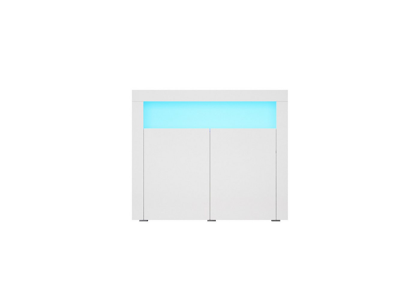 SONNI Kommode Sideboard Weiß Hochglanz mit LED (12 Farben können eingestellt Werden), Kommode 2 Türen Komodenschrank für Küche Esszimmer Wohnzimmer von SONNI