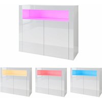 SONNI Kommode Weiß Sideboard Wohnzimmerschrank mit LED Beleuchtung Hochglanz von SONNI