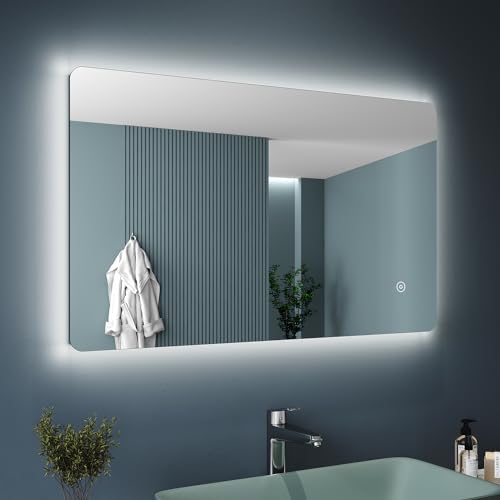 SONNI LED Badspiegel 100x60 cm Badezimmerspiegel mit Beleuchtung Kaltweiß/Neutralweiß/Warmweiß Wandspiegel, Spiegel mit Beleuchtung, Touch Schalter Wandspiegel SONNI LED Badspiegel 100x60 cm Badezimmerspiegel mit Beleuchtung Kaltweiß/Neutralweiß/Warmweiß Wandspiegel, Spiegel mit Beleuchtung, Touch Schalter Wandspiegel von SONNI