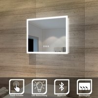 SONNI LED Badspiegel mit Beleuchtung Touch 60x50cm Bluetooth Beschlagfrei Badezimmerspiegel LED Badezimmer Wandspiegel von SONNI