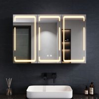 SONNI LED-Spiegelschrank mit Beleuchtung, 3 Lichtfarben Dimmbar, Bad-Hängeschränke mit Kabellosem Scharnierdesign und Steckdose, Dreitüriger SONNI LED-Spiegelschrank mit Beleuchtung, 3 Lichtfarben Dimmbar, Bad-Hängeschränke mit Kabellosem Scharnierdesign und Steckdose, Dreitüriger von SONNI