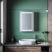 SONNI LED Spiegelschrank mit Beleuchtung für das Badezimmer Aluminium Spiegelschrank mit Beleuchtung Spiegelschrank mit Steckdose wasserdicht beschlagfrei von SONNI