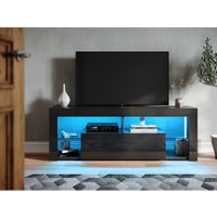 Sonni - Lowboard Schwarz tv Schrank mit Led Beleuchtung(12 Farben können eingestellt Werden), Griffloses Design,140x35x50.5cm von SONNI