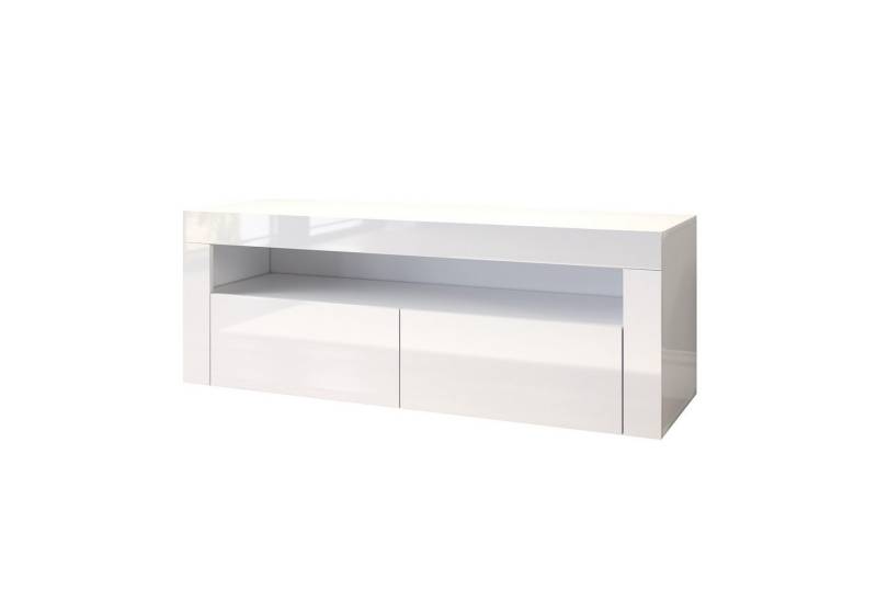 SONNI Lowboard TV Lowboard weiss Hochglanz mit LED Beleuchtung, Breite 120 cm, 12 Farben können eingestellt Werden, mit Klapptür, Griffloses Design SONNI Lowboard TV Lowboard weiss Hochglanz mit LED Beleuchtung, Breite 120 cm, 12 Farben können eingestellt Werden, mit Klapptür, Griffloses Design von SONNI