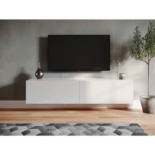 SONNI Lowboard TV Schrank weiß TV Board hängend 140x40x30cm Fernsehtisch. von SONNI