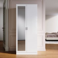 SONNI Modern Kleiderschrank 2-türig mit viel Stauraum, Vielseitiger Drehtürenschrank in Weiß mit Spiegeltür, Kleiner bis mittelgroßer Kleiderschrank von SONNI